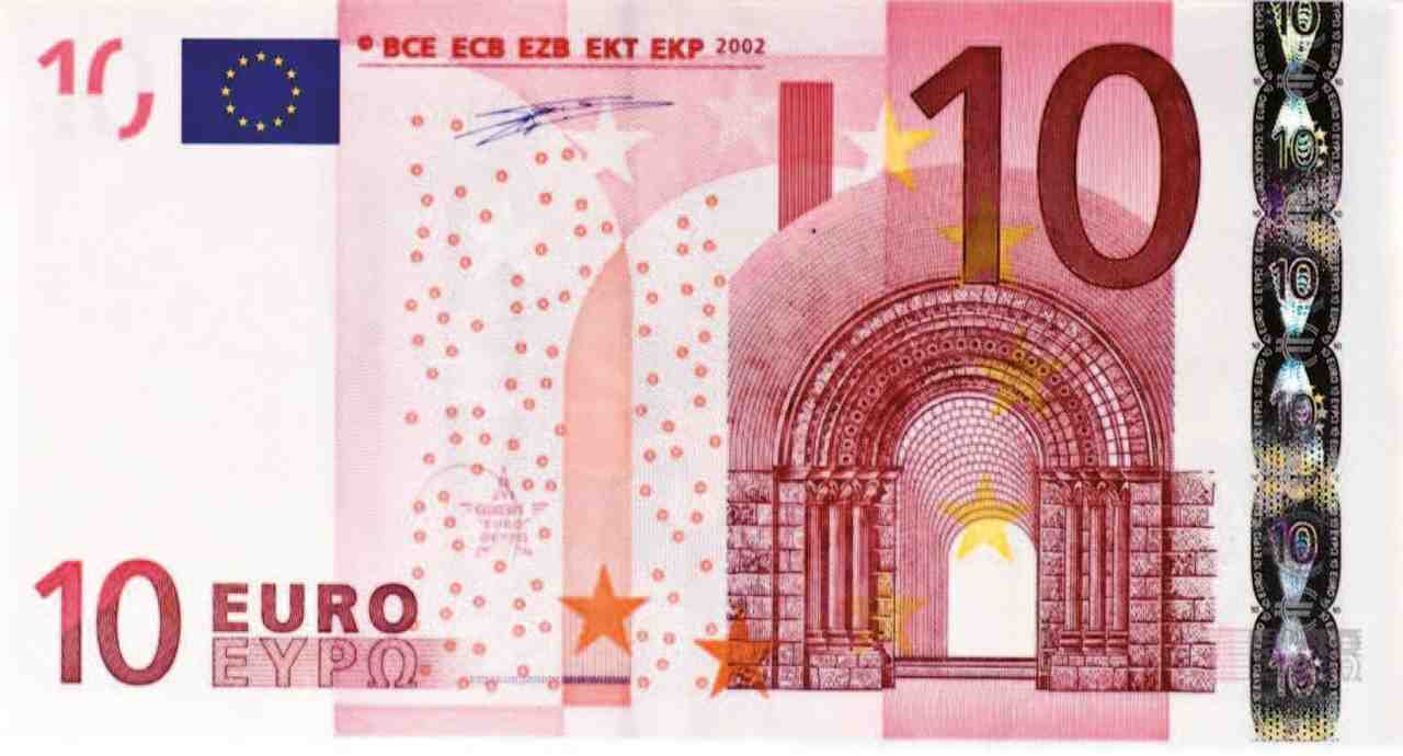 billet d'un dollar, 10 euros, argent